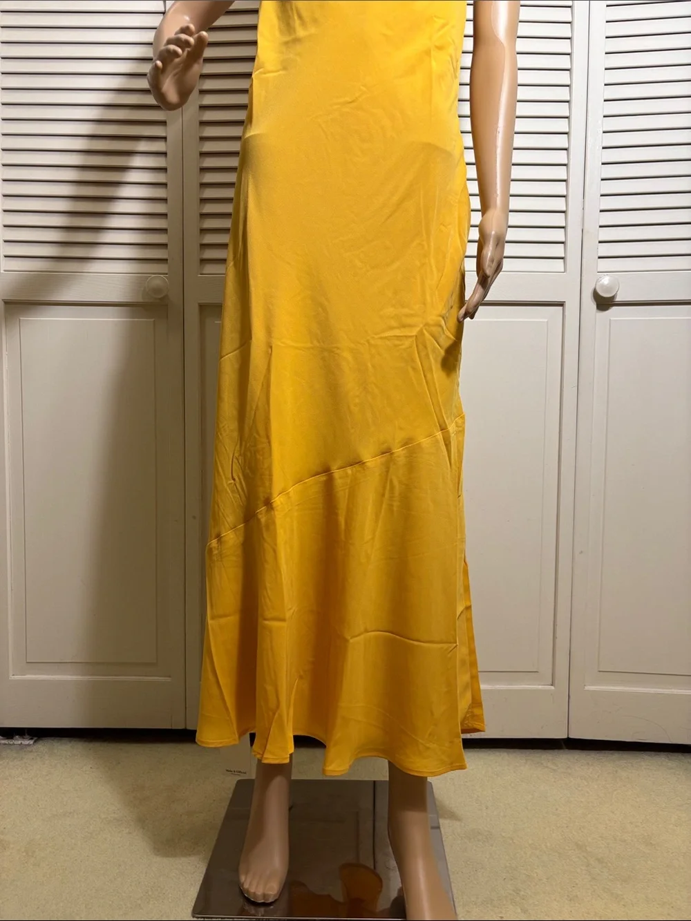 NWT Abercrombie & Fitch Yellow Cowl Halter Maxi Dress Medium Petite